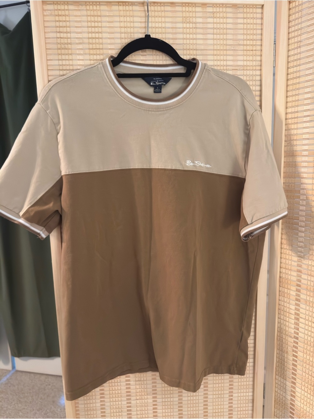 Ben Sherman Beige and Brown Colorblock Short Sleeve Tee